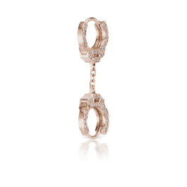 Double sided Diamond Handcuff Hoop Earring with Short Chain