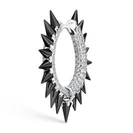 国内発| MARIA TASH Mohawk Black&White Pave Diamond Hoop Metal Mohawk with Black and White Diamond Pavé Hoop Earring