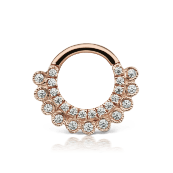 Cubic Zirconia Apsara Hoop Earring Rose Gold 6.5mm 16 Gauge = 1.3mm