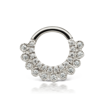 Cubic Zirconia Apsara Hoop Earring White Gold 6.5mm 16 Gauge = 1.3mm