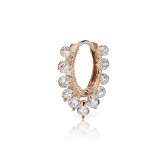 Diamond Coronet Hoop Earring Rose Gold 8mm