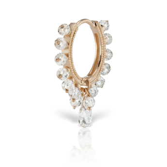 Diamond Coronet with Briolette Hoop Earring Rose Gold 9.5mm