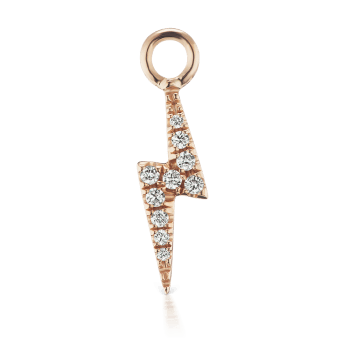 Diamond Lightning Bolt Charm Rose Gold 11mm
