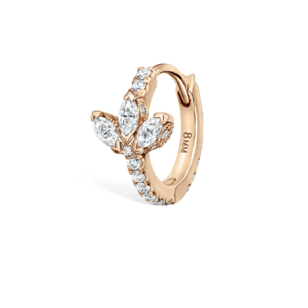 Diamond Lotus Eternity Hoop Earring Rose Gold 8mm