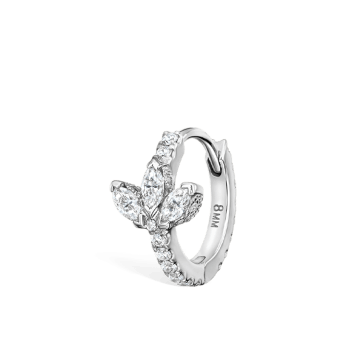 Diamond Lotus Eternity Hoop Earring White Gold 8mm