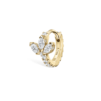 Diamond Lotus Eternity Hoop Earring Yellow Gold 6.5mm