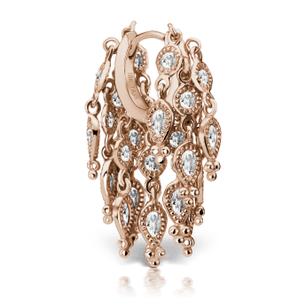 Diamond Tassel Eternity Hoop Earring Rose Gold 6.5mm
