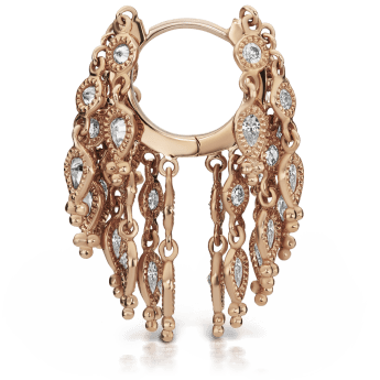 Diamond Tassel Eternity Hoop Earring Rose Gold 8mm