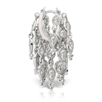 Diamond Tassel Eternity Hoop Earring White Gold 6.5mm