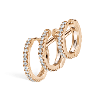 Diamond Triple Linked Eternity Hoop Earring and Cuffs Rose Gold 9.5mm Left