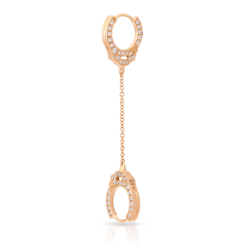 Double sided Diamond Handcuff with Medium Chain Hoop Earring Rose Gold 8mm