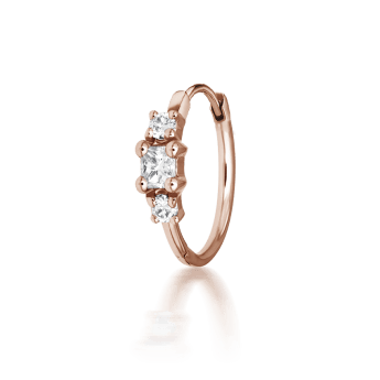 2mm Princess Diamond Hoop Earring (Non-Rotating)