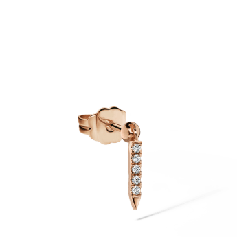 Diamond Eternity Bar Charm Stud Earring Rose Gold 7mm