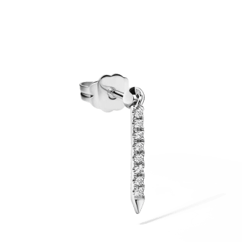Diamond Eternity Bar Charm Stud Earring White Gold 11mm