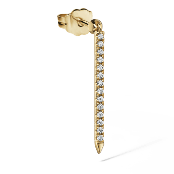 Diamond Eternity Bar Charm Stud Earring Yellow Gold 18mm