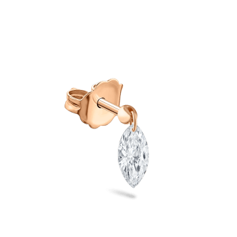 Floating Marquise Diamond Charm Stud Earring Rose Gold 6mm