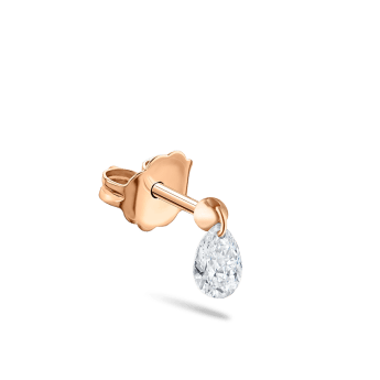 Floating Pear Diamond Charm Stud Earring Rose Gold 4mm
