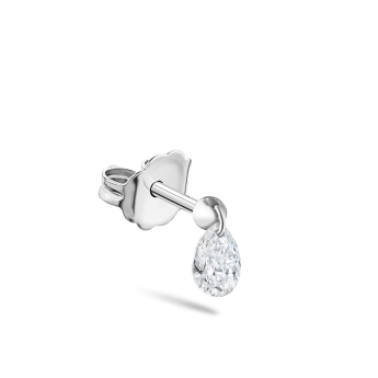 Floating Pear Diamond Charm Stud Earring