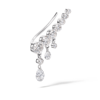 18mm Curved Crescendo Bar Invisible Set Diamond Ear Climber White Gold 18mm Left