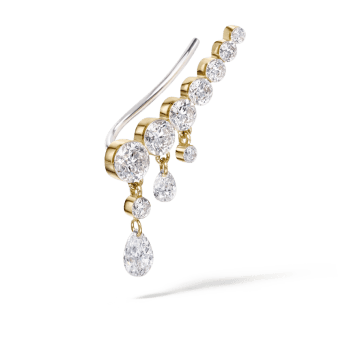 18mm Curved Crescendo Bar Invisible Set Diamond Ear Climber Yellow Gold 18mm Left