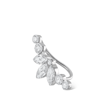 Invisible Diamond Lotus Open Garland Ear Climber White Gold Left