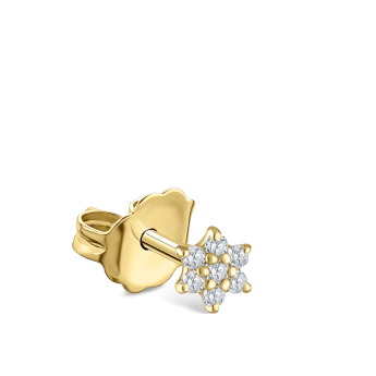 Diamond Flower Stud Earring Yellow Gold 3mm