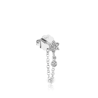 Diamond Flower Chain Wrap Stud Earring with Dangle