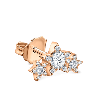 Diamond Three Star Garland Stud Earring Rose Gold