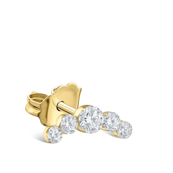 Invisible Set Five Diamond Curve Stud Earring Yellow Gold