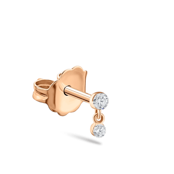 Invisible Set Diamond Dangle Stud Earring Rose Gold 2mm / 1.5mm
