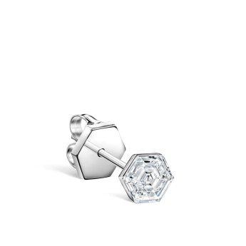 Invisible Set Hexagon Diamond Stud Earring White Gold 4mm