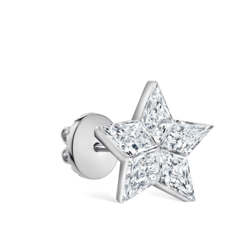 Invisible Set Diamond Star Stud Earring White Gold 11mm