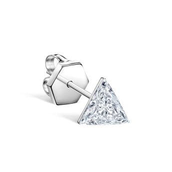 Invisible Set Triangle Diamond Stud Earring White Gold 6mm