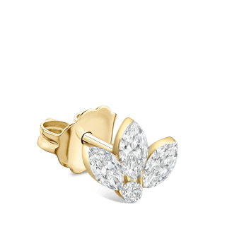 Invisible Set Diamond Lotus Stud Earring Yellow Gold 6mm