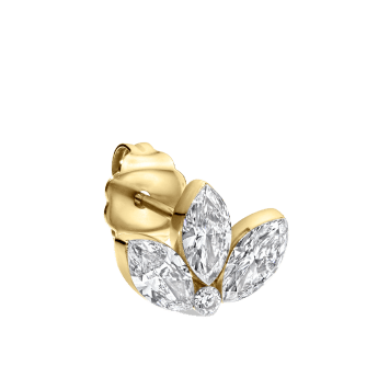 Invisible Set Diamond Lotus Stud Earring Yellow Gold 6mm