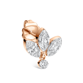 Invisible Set Diamond Lotus Dangle Stud Earring Rose Gold 6mm