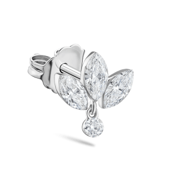Invisible Set Diamond Lotus Dangle Stud Earring