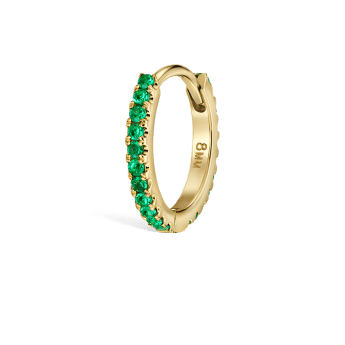 Emerald Eternity Hoop Earring Yellow Gold 8mm