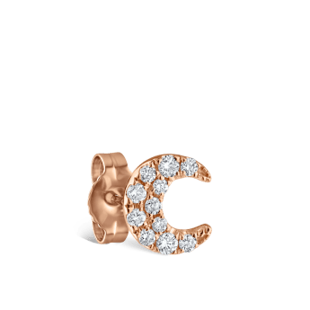 Diamond Moon Stud Earring Rose Gold 4.5mm