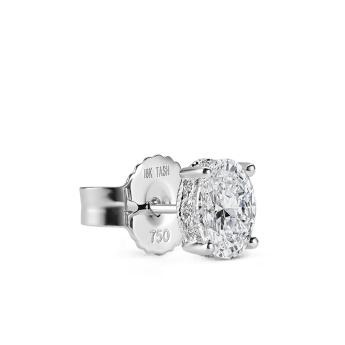 Oval Diamond Engraved Stud Earring