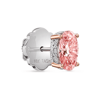 Engraved Pink Oval Diamond Stud Earring