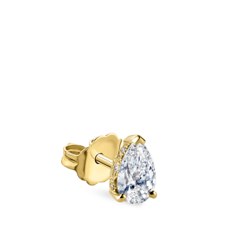 Diamond Pear Stud Earring Yellow Gold 6mm