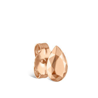 Faceted Gold Pear Stud Earring Rose Gold 9mm