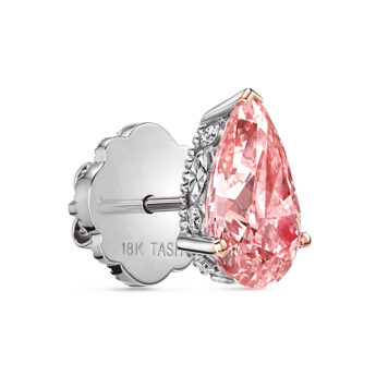 Prong Set Pink Pear Diamond, Invisible Set Filigree Stud Earring