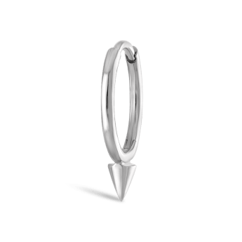 Single Short Spike Hoop Earring (Non Rotating) White Gold 9.5mm