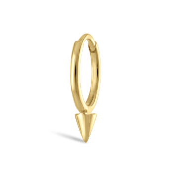 Single Short Spike Hoop Earring (Non Rotating) Yellow Gold 8mm