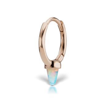 Opal Single Short Spike Hoop Earring (Non Rotating) Rose Gold 8mm
