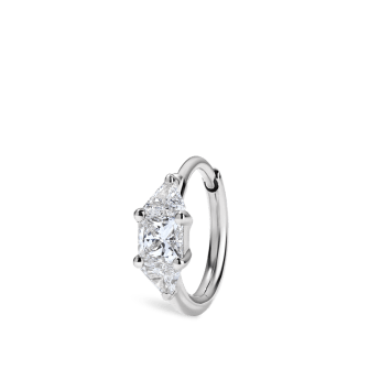 3mm Diamond Princess Triangle Hoop Earring (Non-Rotating)