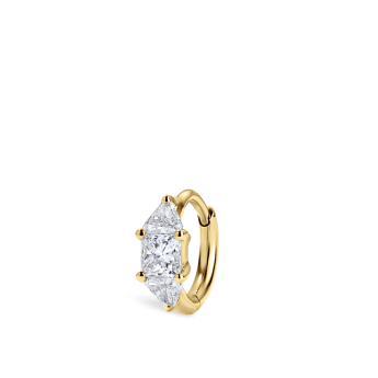 3mm Diamond Princess Triangle Hoop Earring (Non Rotating) Yellow Gold 6.5mm