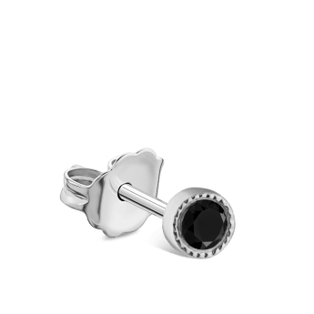 Scalloped Set Black Diamond Stud Earring